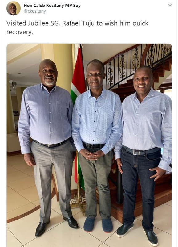 Hon caleb kositany mp soy ckositany visited jubilee sg, rafael tuju to wish him