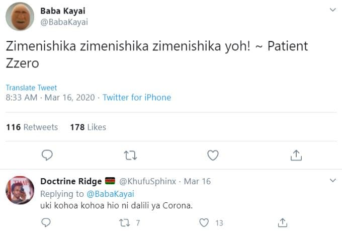 Baba kayai babakayai zimenishika zimenishika zimenishika yoh! patient zzero tran