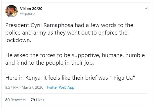 Vision 2020 njooro president cyril ramaphosa had a few words to the police and a