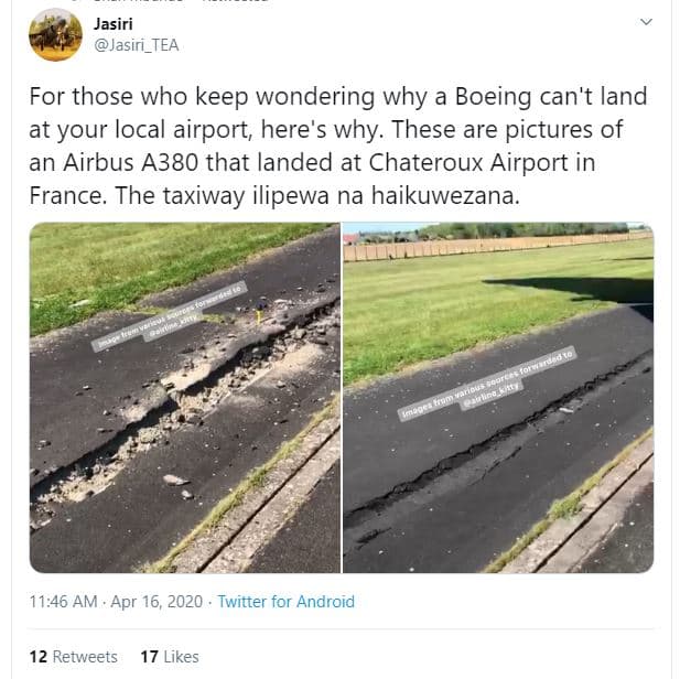 Jasiri jasiri_tea for those who keep wondering why a boeing can't land at your l