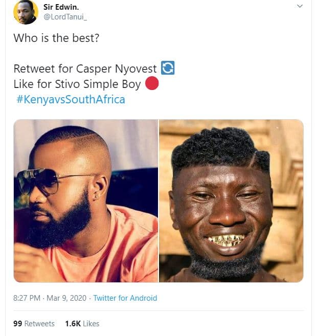 Sir edwin. lordtanui _ who is the best? retweet for casper nyovest like for stiv