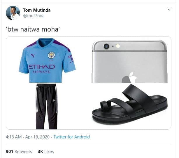 Tom mutinda mut7nda 'btw naitwa moha etihad air ways 4,18 am . apr 18, twitter f