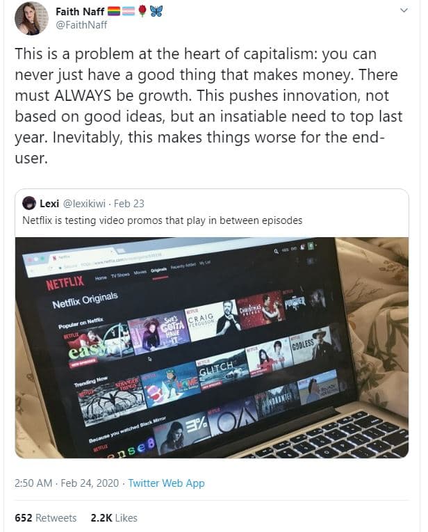 Faith naff faithnaff this is a problem at the heart of capitalism you can never