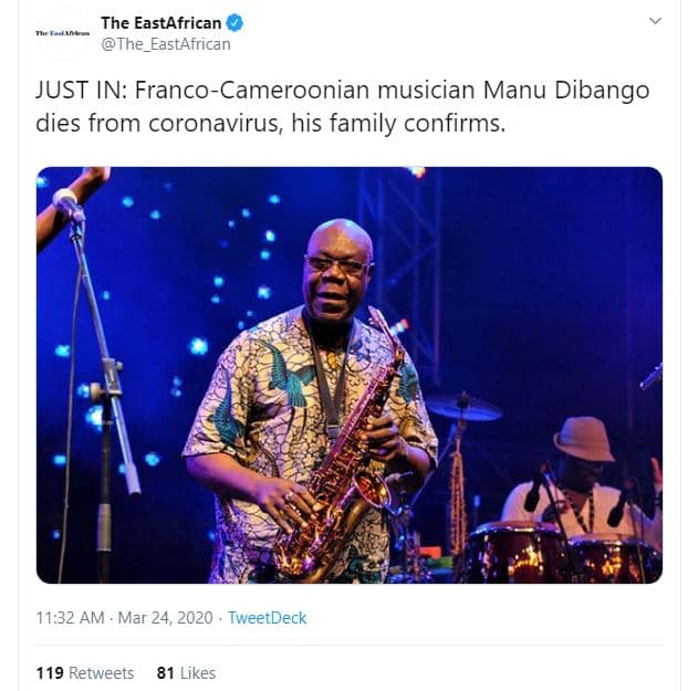 The eastafrican terao the_eastafrican just in francocameroonian musician manu di