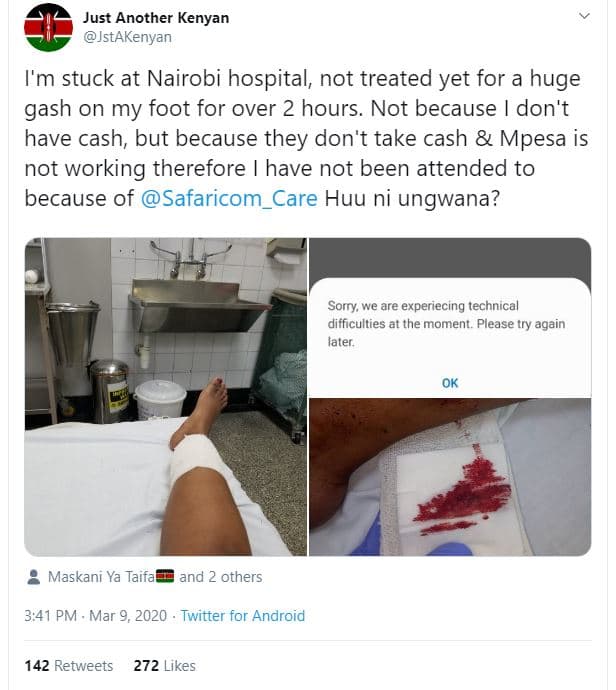 Just another kenyan jstakenyan im stuck at nairobi hospital not treated yet for