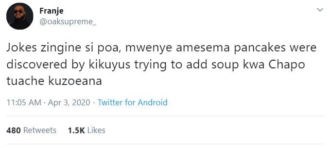 Franje oaksupreme jokes zingine si poa, mwenye amesema pancakes were discovered
