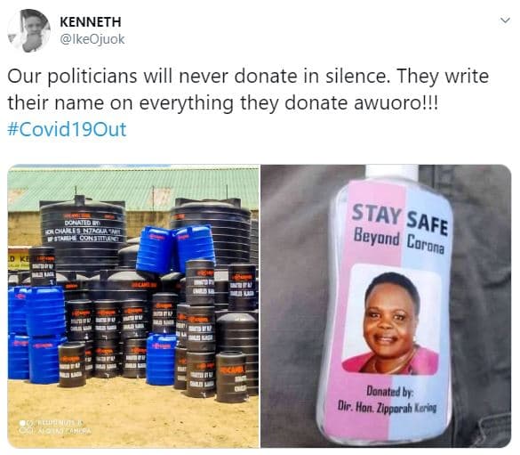 Kenneth ikeojuok our politicians will never donate in silence. they write their