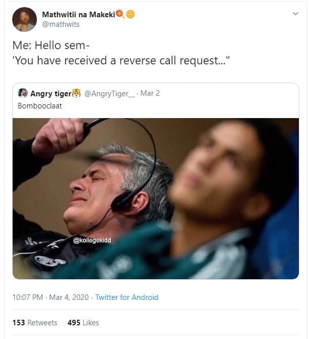 Mathwitii na makeki mathwits me hello sem 'you have received a reverse call requ