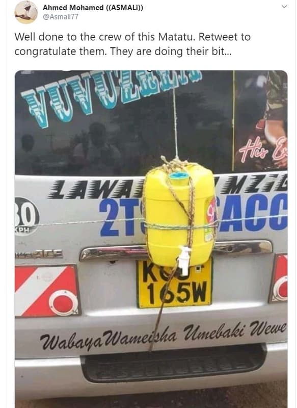 Ahmed mohamed asmali asmall7 well done to the crew of this matatu. retweet to co