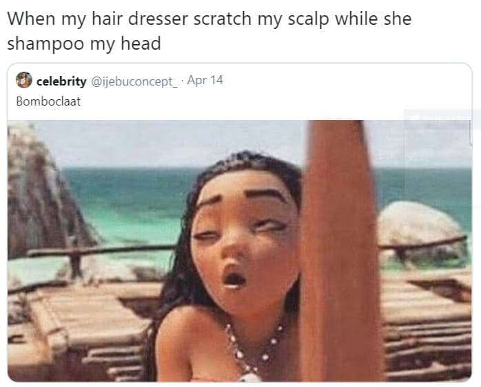 When my hair dresser scratch my scalp while she shampoo my head celebrity ijebuc