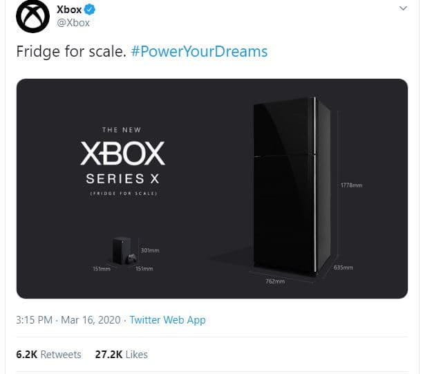Xbox xbox fridge for scale. poweryourdreams the new xbox series x atint jolmm so