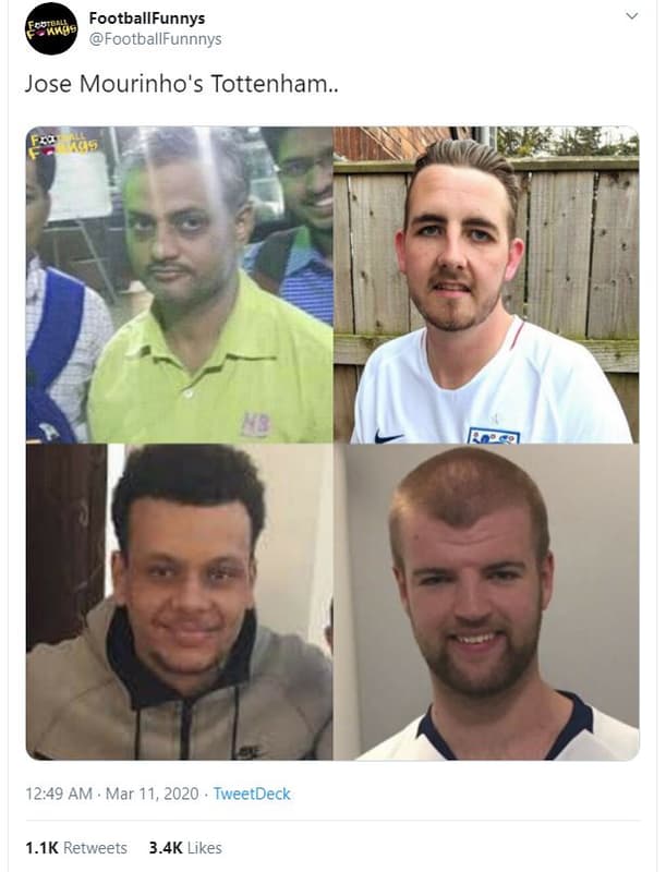 Footballfunnys footballfunnnys jose mourinho's tottenham.. ks 12.49 am mar 11, t