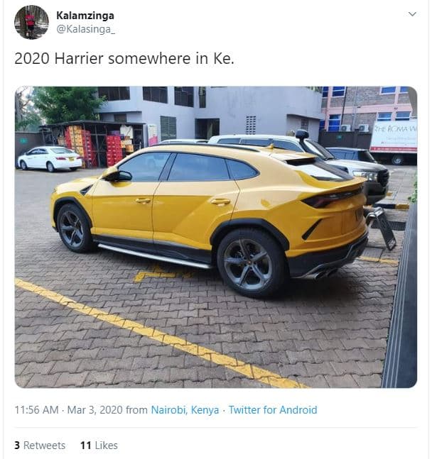 Kalamzinga kalasinga harrier somewhere in ke 11.56 am mar 3, from nairobi, kenya