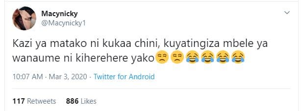 Macynicky macynicky1 kazi ya matako ni kukaa chini, kuyatingiza mbele ya wanaume