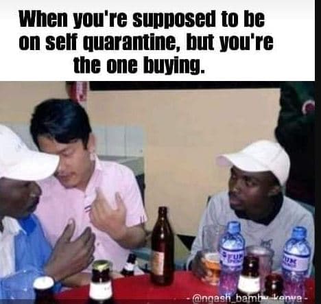 When you're supposed to be on sełf quarantine, but you're the one buying . ngesh