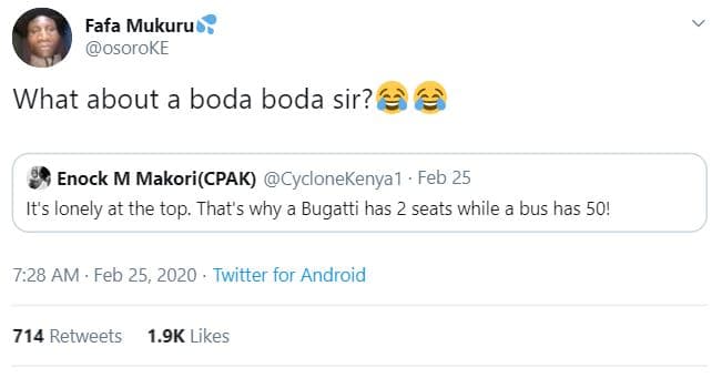 Fafa mukuru osoroke what about a boda boda sir? enock m makoricpak cyclonekenya1
