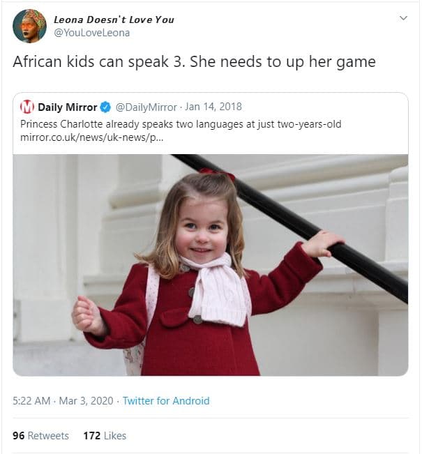 Leona doesn love you youloveleona african kids can speak 3. she needs to up her