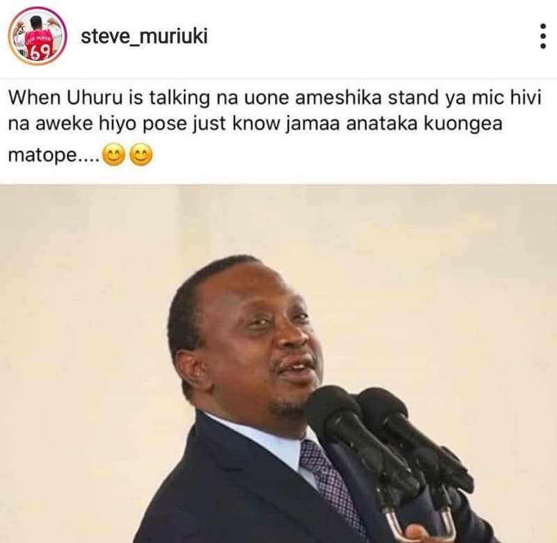 Mbnr 69 steve_muriuki when uhuru is talking na uone ameshika stand ya mic hivi n
