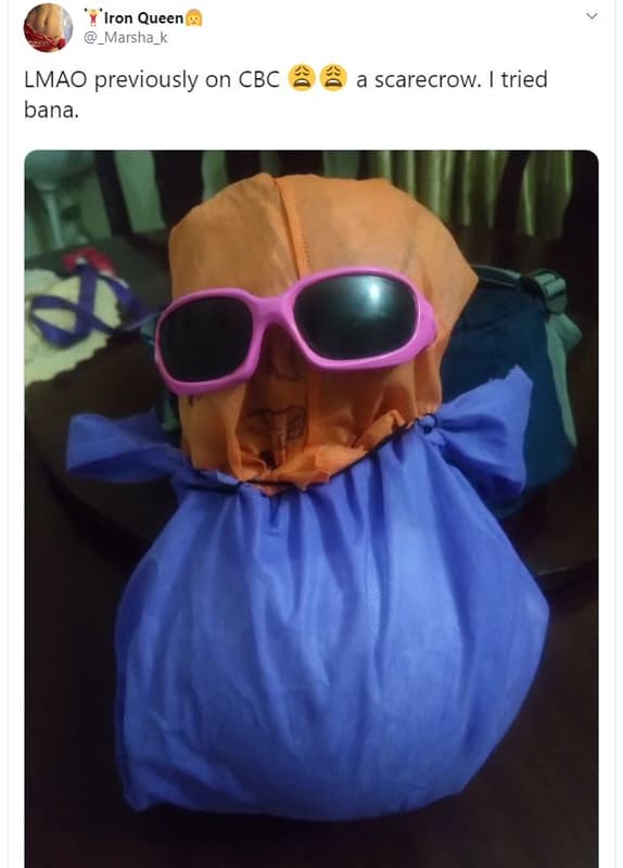 Iron queen marsha_k lmao previously on cbc bana. a scarecrow. tried