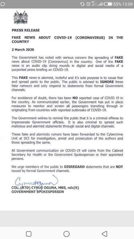 0i 0 .l.lc55 15.08 press release fake news about covid19 coronavirus in the coun