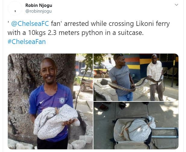 Robin njogu robinnjogu chelseafc fan' arrested while crossing likoni ferry with