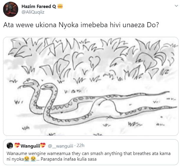 Hazim fareed q aliquqiiz ata wewe ukiona nyoka imebeba hivi unaeza do? m w wangu