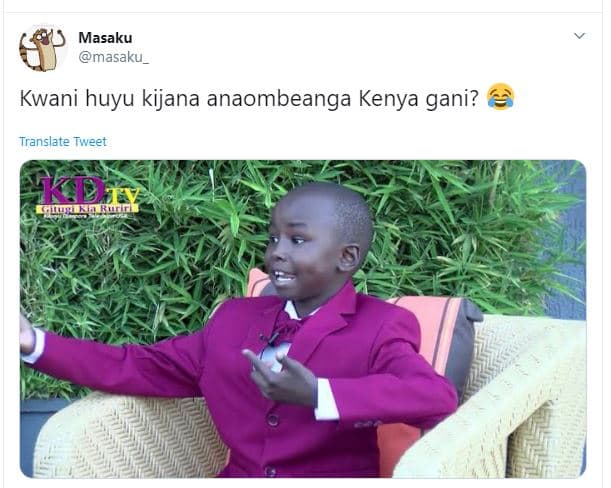 Masaku masaku_ kwani huyu kijana anaombeanga kenya gani? translate tweet kd mama