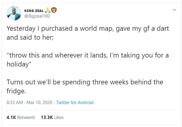 King zeal bigzeal100 yesterday purchased a world map gave my gf a dart and said