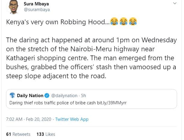 Sura mbaya surambaya kenya's very own robbing hood. the daring act happened at a