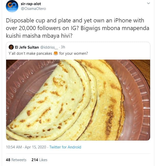 Sirrapalot osamaotero disposable cup and plate and yet own an iphone with over 2