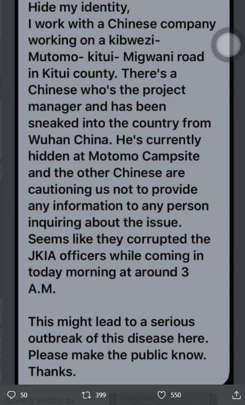 Hide my identity work with a chinese company working on a kibwezi mutomo kitui m