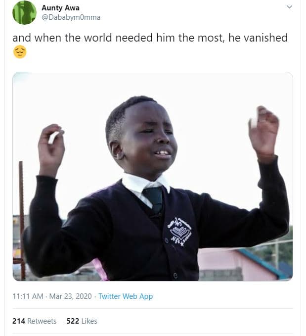 Aunty awa dababymomma and when the world needed him the most, he vanished 1111 a