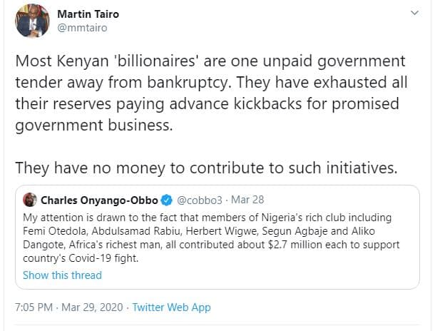 Martin tairo mmtairo most kenyan 'billionaires' are one unpaid government tender