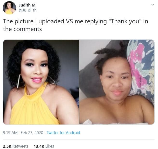Judith m ju_di_th the picture uploaded vs me replying thank you in the comments