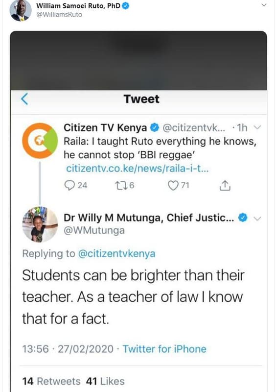 William samoei ruto, phd williamsruto tweet citizen tv kenya citizentvk . ih rai