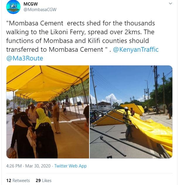 Mcgw mombasacgw mombasa cement erects shed for the thousands walking to the liko