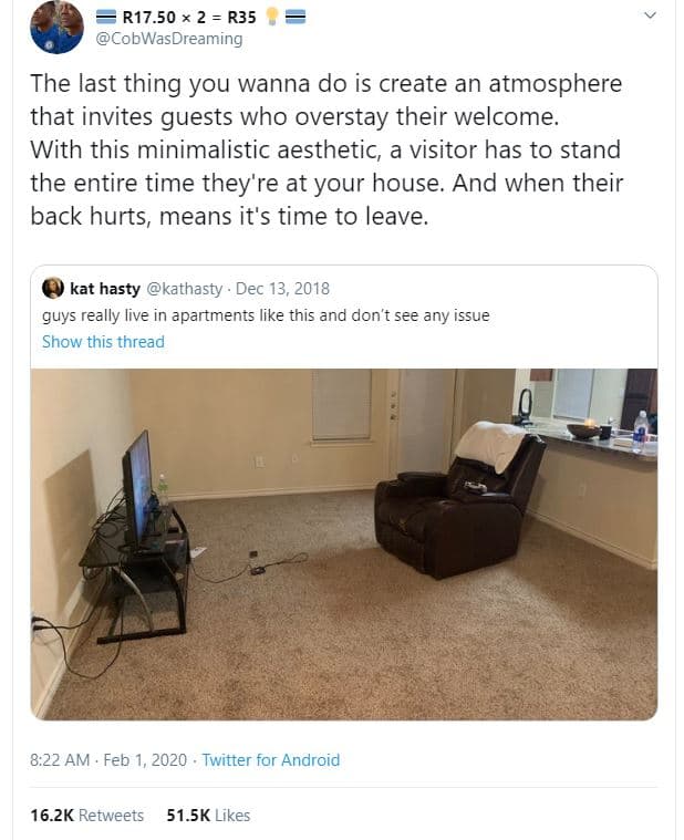 R17.50 2 r35 cobwasdreaming the last thing you wanna do is create an atmosphere