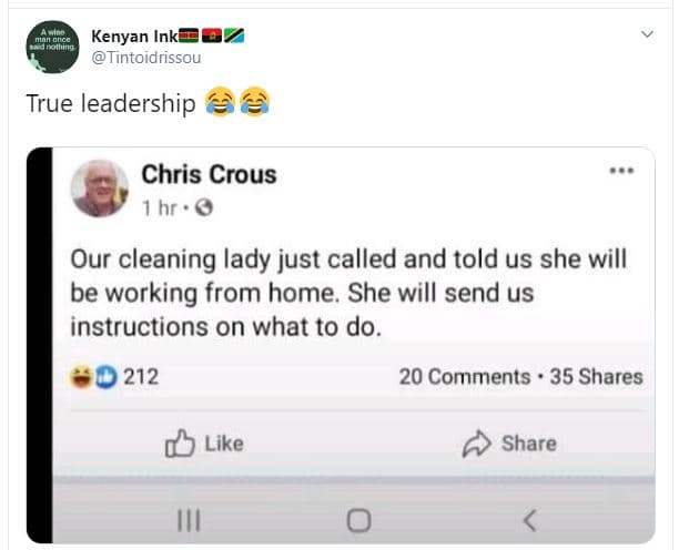 Kenyan inki tintoidrissou true leadership chris crous hr .0 our cleaning lady ju