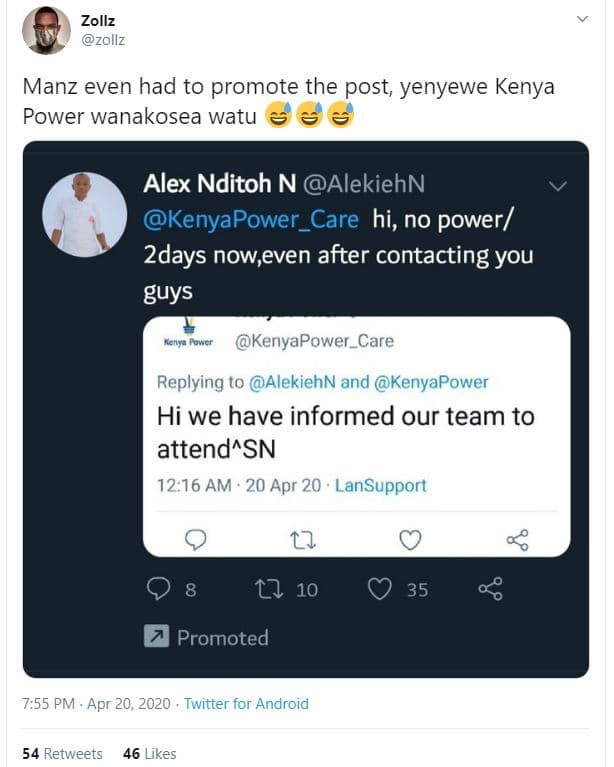 Zollz zollz manz even had to promote the post yenyewe kenya power wanakosea watu