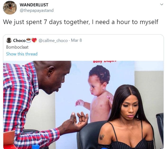 Wanderlust thepapayastand we just spent 7 days together, need a hour to myself c