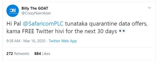 Billy the goat on crazynairobian hi pal safaricomplc tunataka quarantine data of