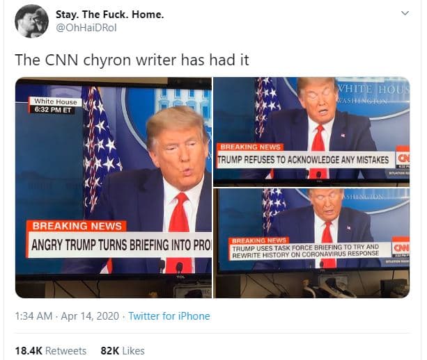 Stay. the fuck_ home ohhaidrol the cnn chyron writer has had it yhite hour asen