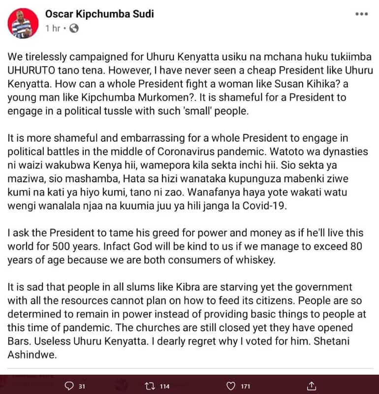 Oscar kipchumba sudi 1 hr we tirelessly campaigned for uhuru kenyatta usiku na m