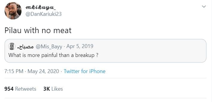 Mfifuysu dankariuki23 pilau with no meat 'zlao mis bayy apr 5, what is more pain