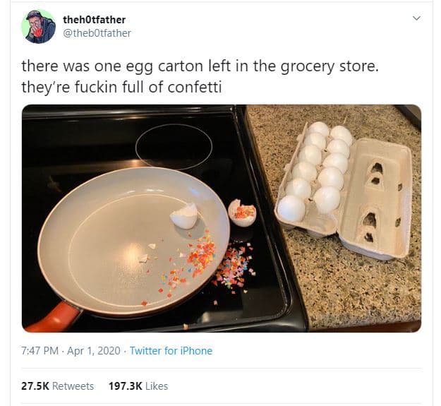 Thehotfather thebotfather there was one egg carton left in the grocery store the