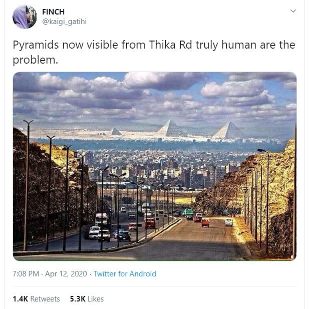 Finch kaigi_gatihi pyramids now visible from thika rd truly human are the proble