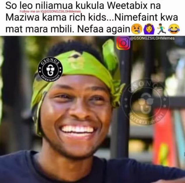 So leo niliamua kukula weetabix na onigagsongzsilohi maziwa kama rich kids. nime