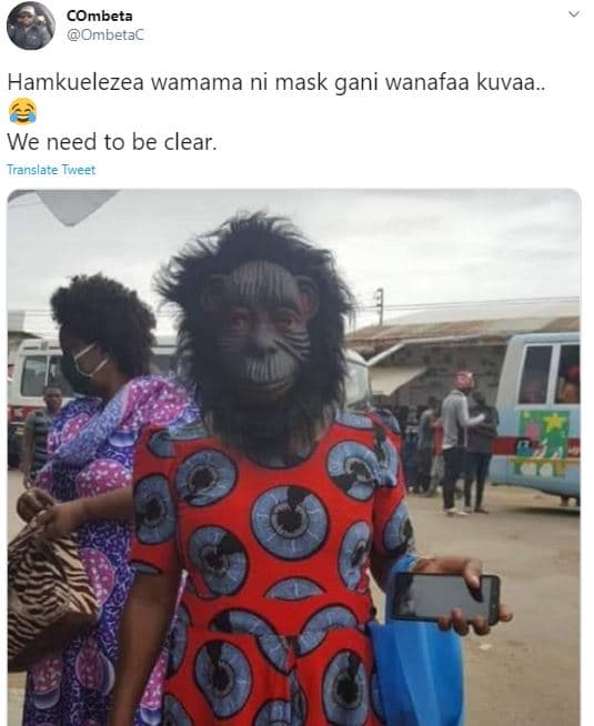 Combeta ombetac hamkuelezea wamama ni mask gani wanafaa kuvaa. we need to be cle
