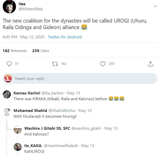 Vee misteralbie the new coalition for the dynasties will be called urogi uhuru r