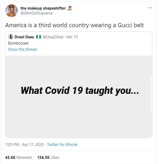 The makeup shapeshifter slimgirlsupreme america is a third world country wearing